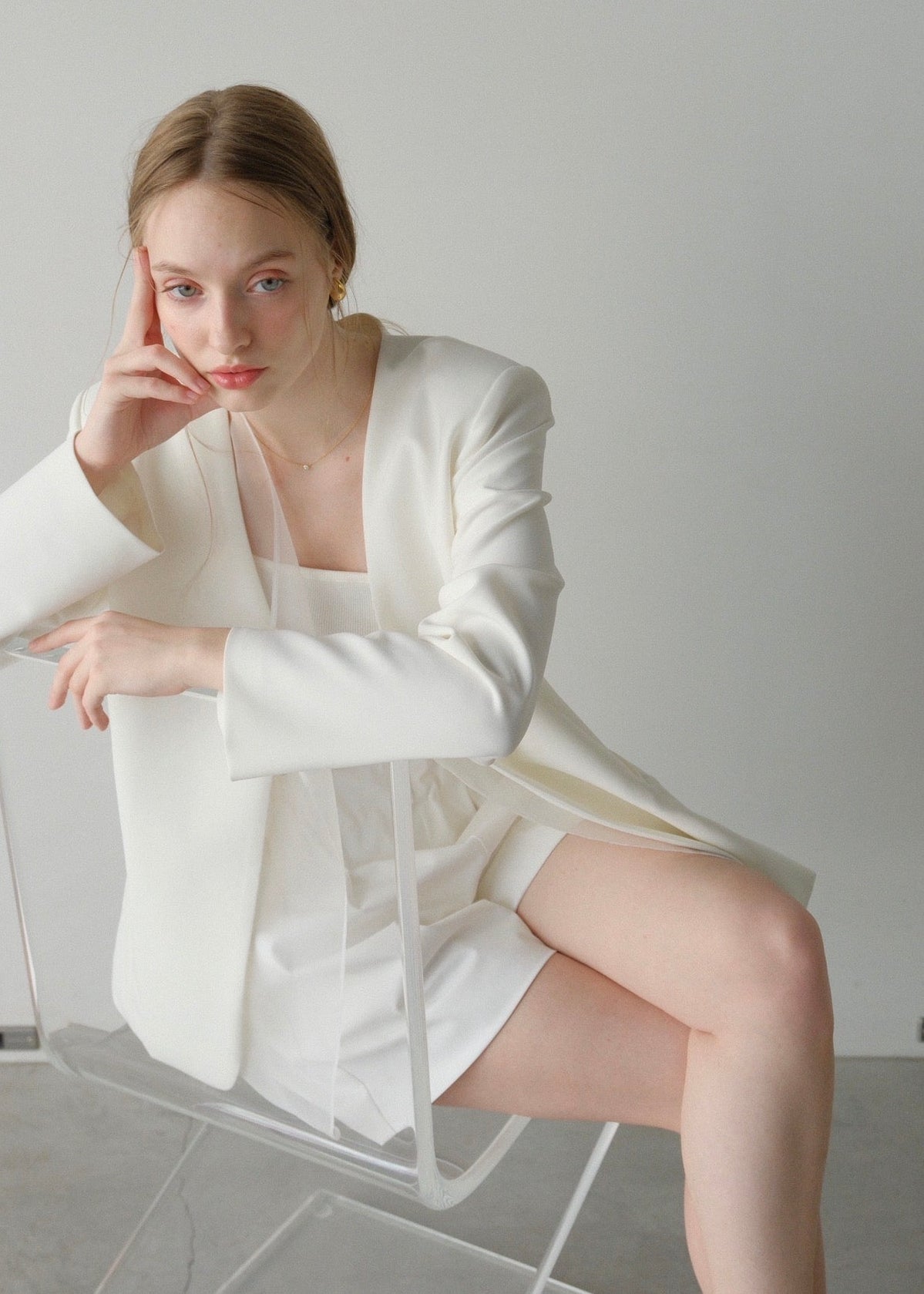 Lady organdy layered jacket / white