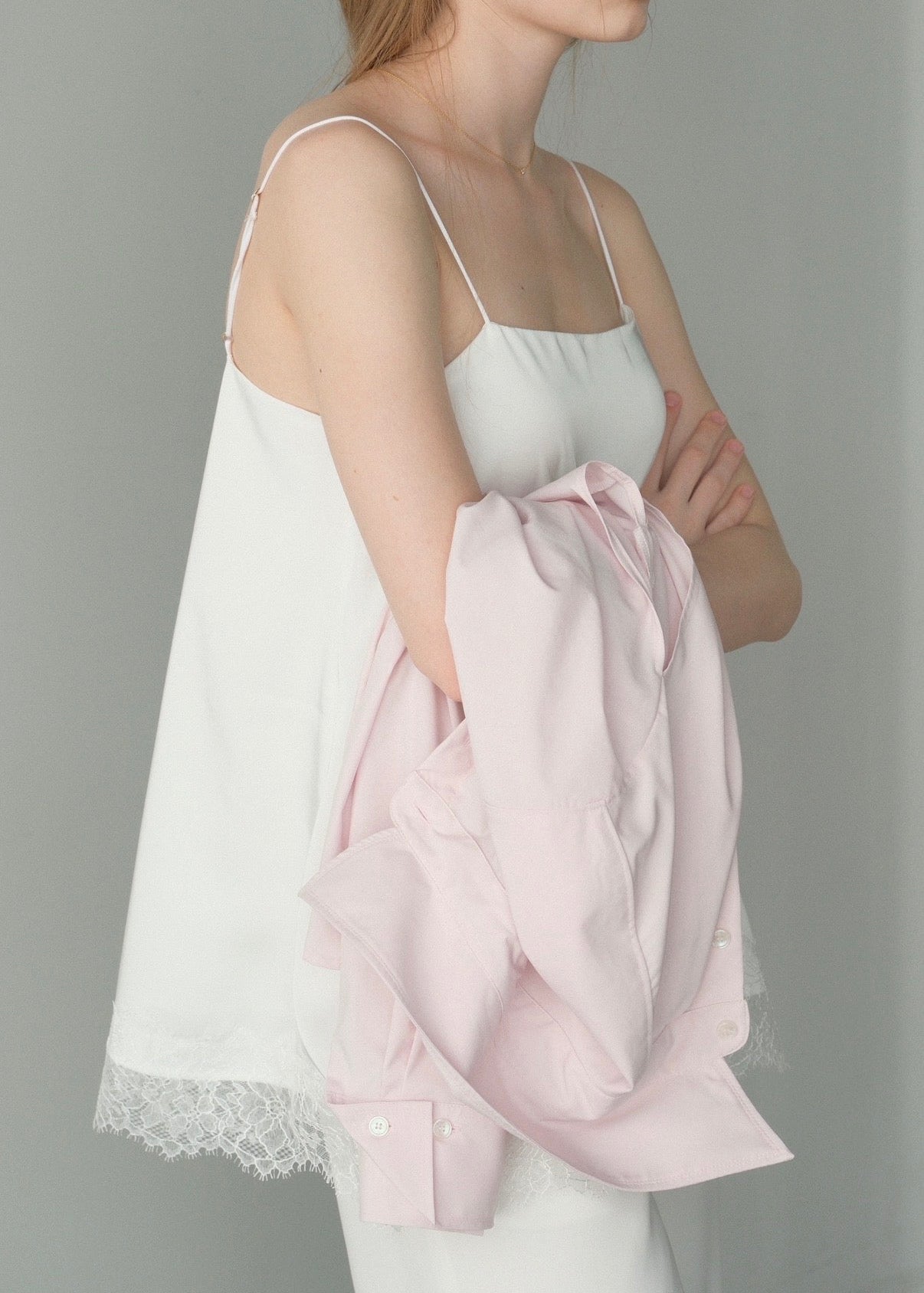 【2nd Pre order】撥水 2way silky over shirt / baby pink