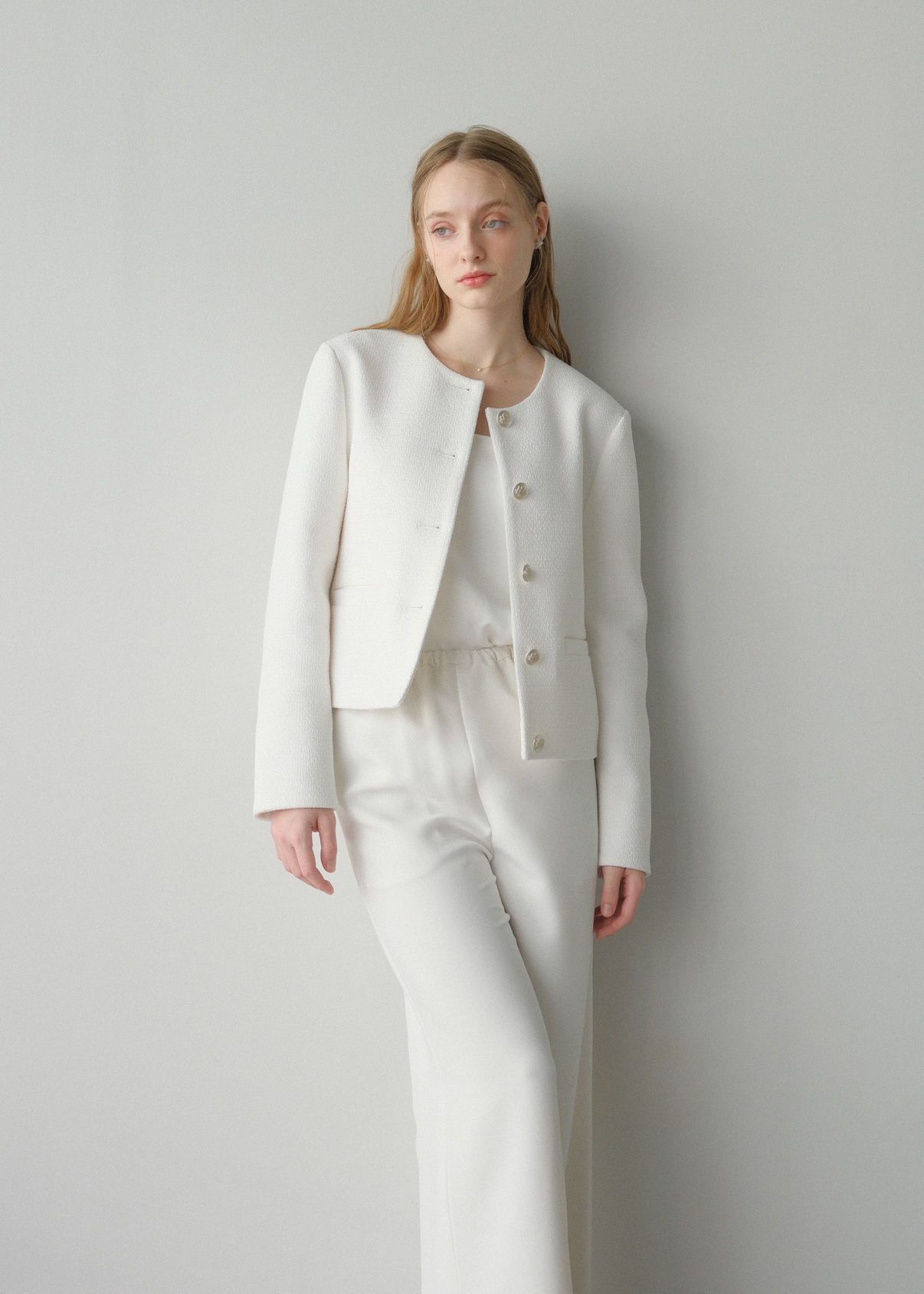 【即納】 CARLA Tweed jacket / White