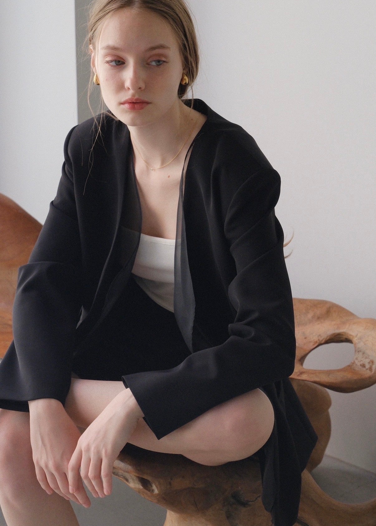 Lady organdy layered jacket / Black