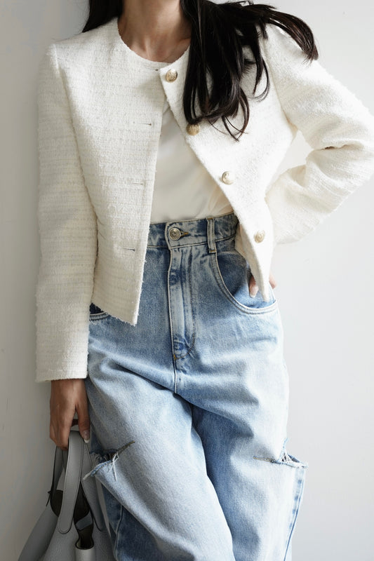 【予約】CARLA Tweed Jacket (White)