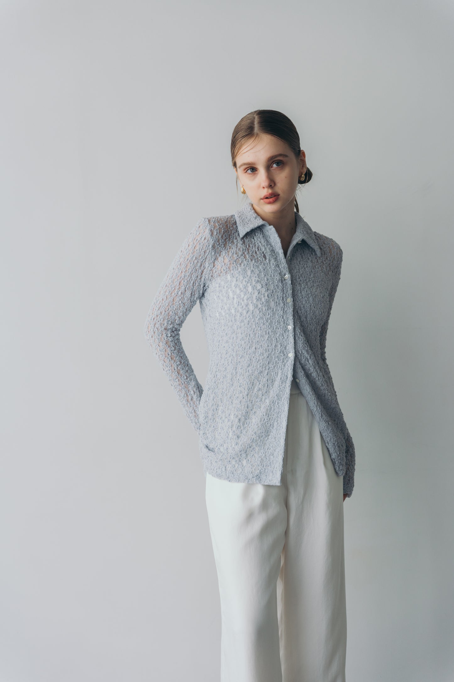 Lady lace shirt - Blue grey