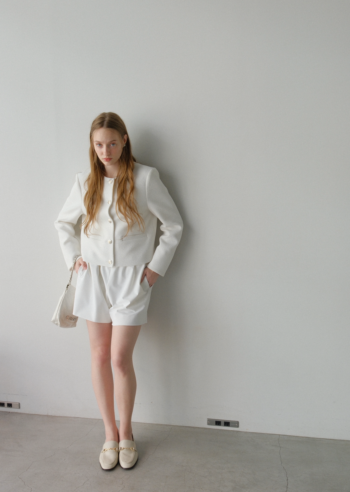 【即納】 CARLA Tweed jacket / White