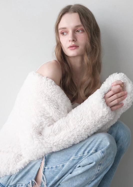 Eco fur knit cardigan