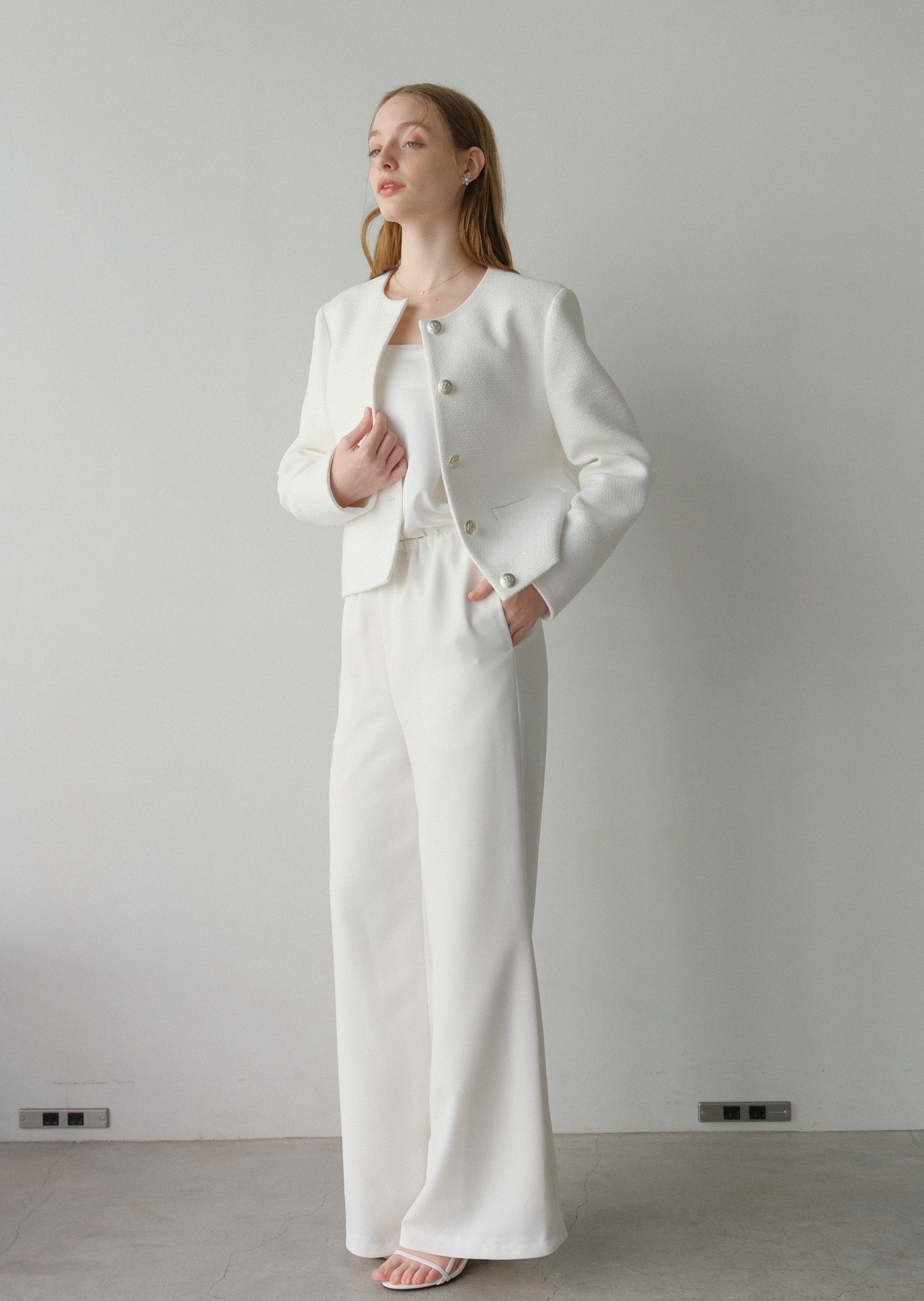 【即納】 CARLA Tweed jacket / White