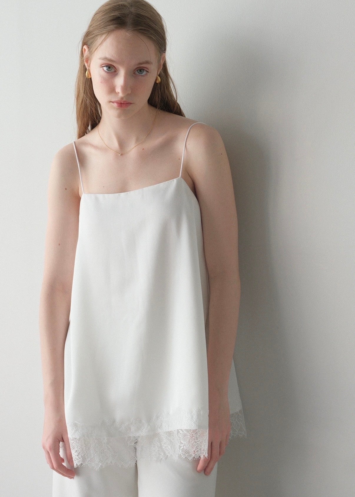 【2nd pre order】Satin lace camisole /white