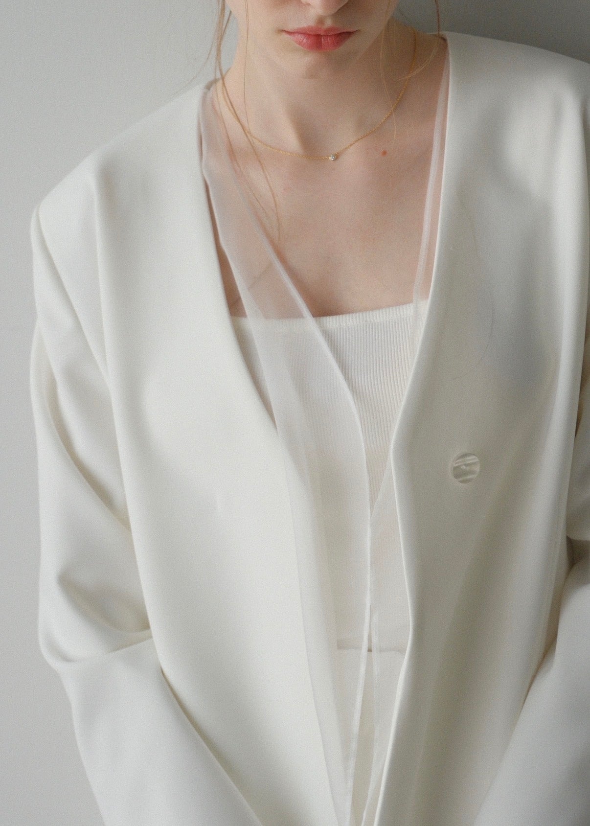 Lady organdy layered jacket / white