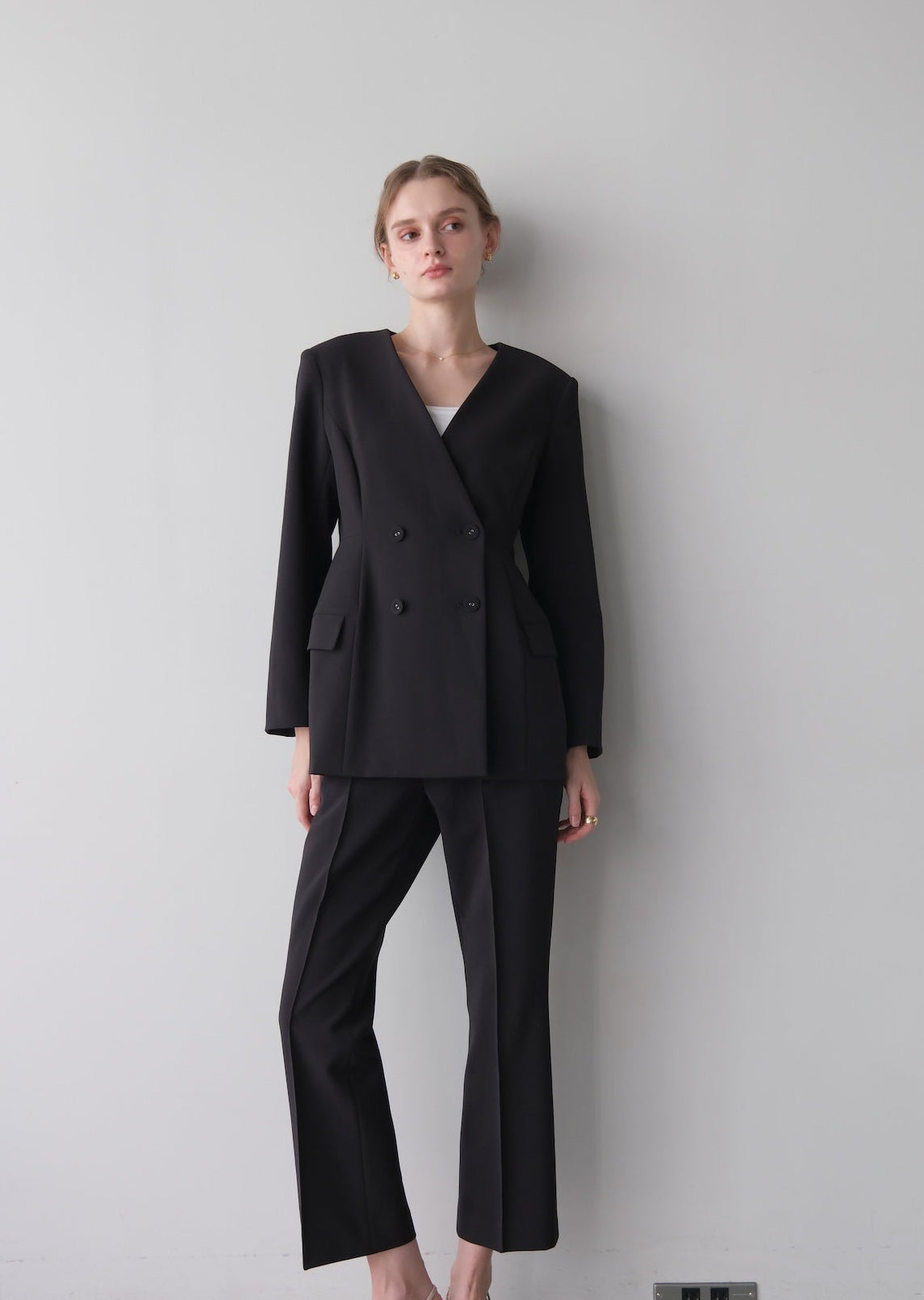 【Pre order】 Ruffle 2way Peplum Jacket -Navy