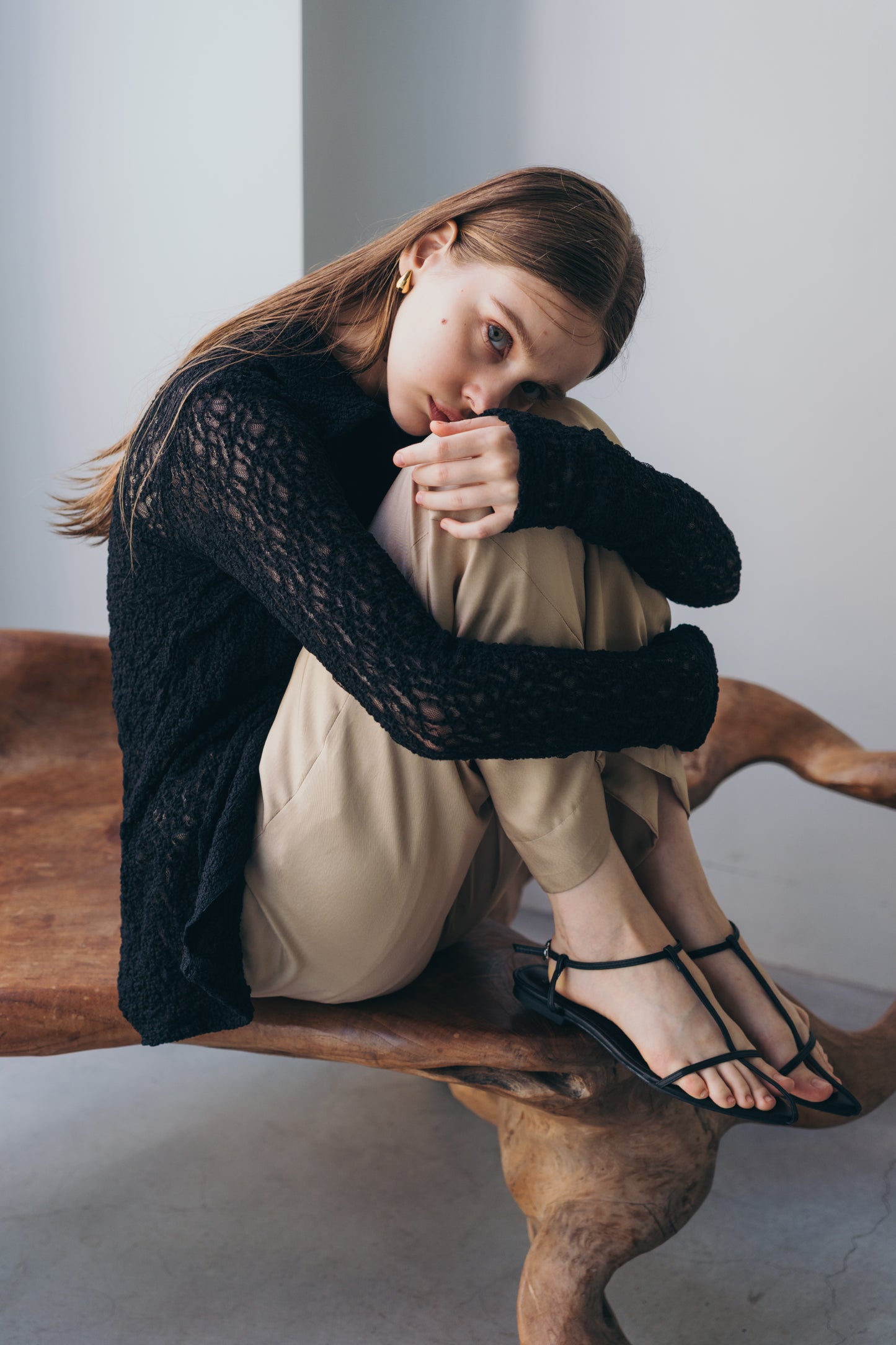 Satin wide pants - beige