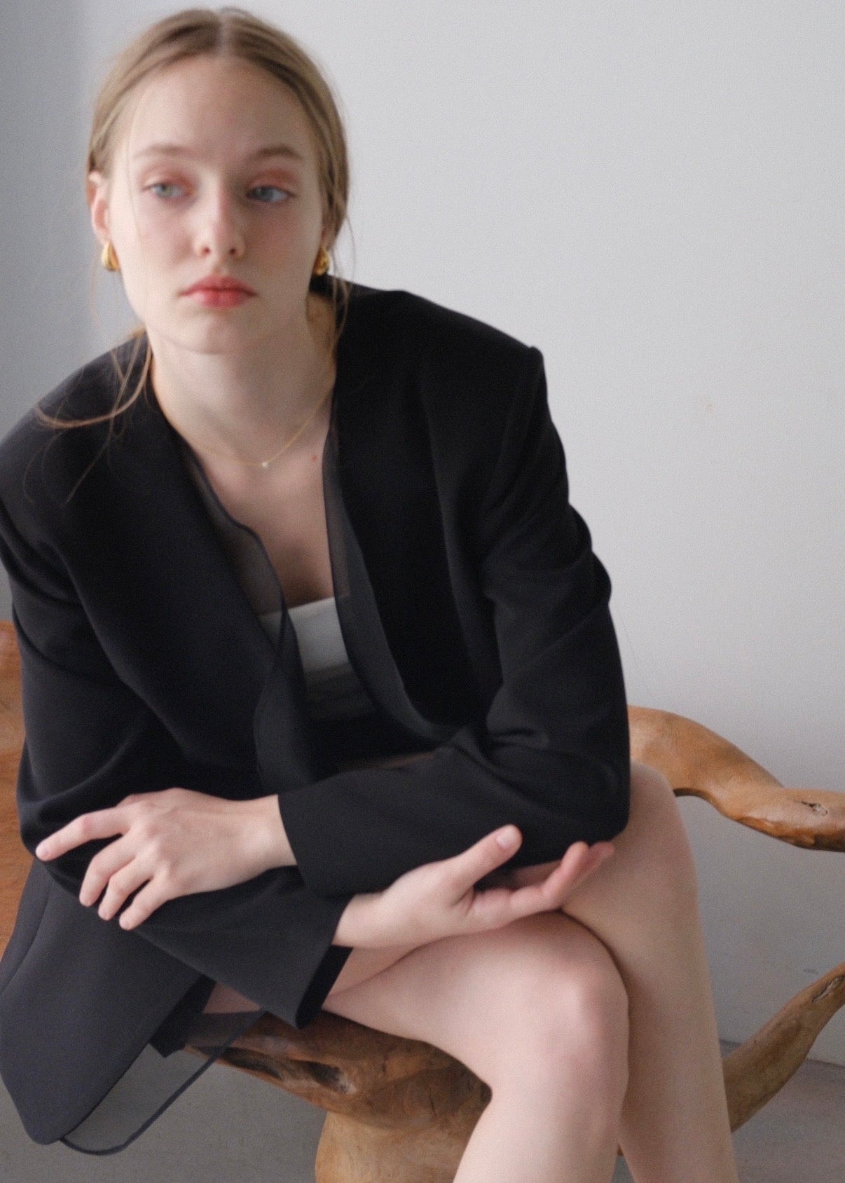 Lady organdy layered jacket / Black