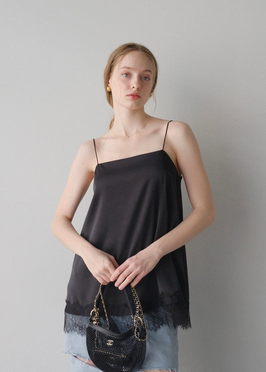 Satin lace camisole /Black