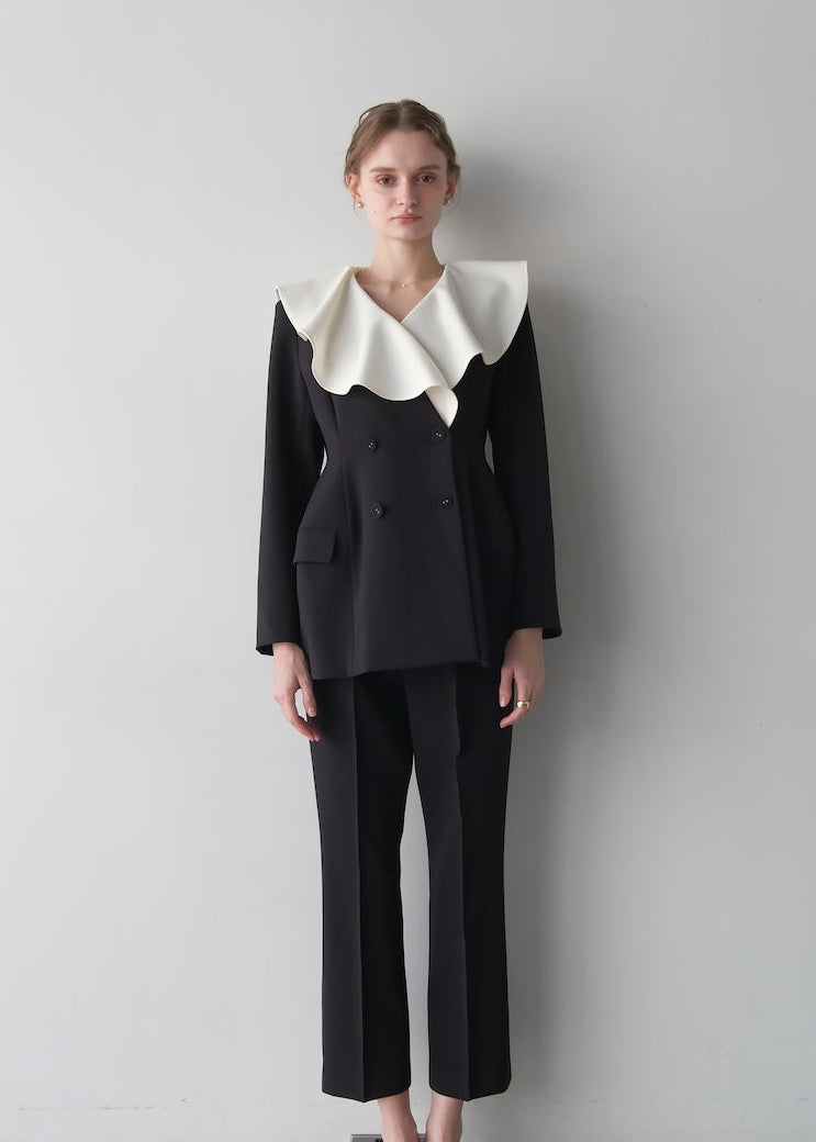 【Pre order】 Ruffle 2way Peplum Jacket -Navy