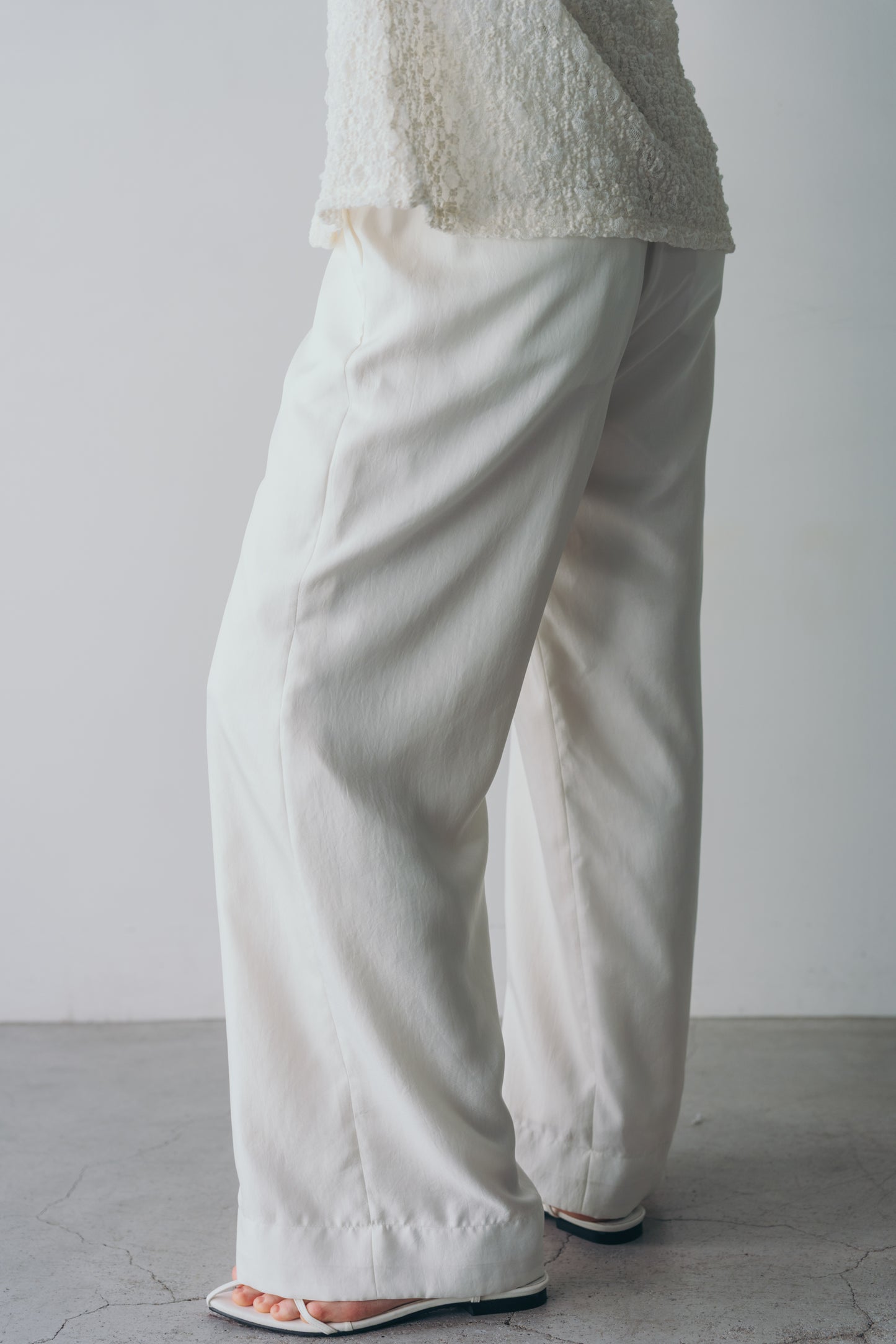 Satin wide pants - White
