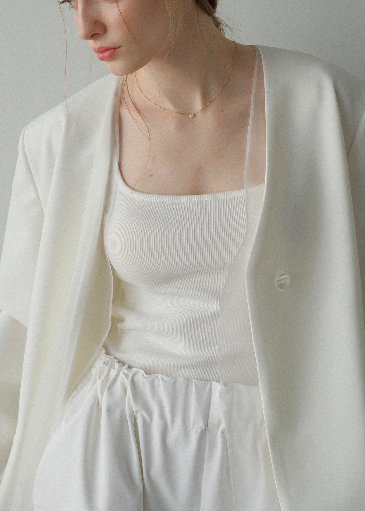 Lady organdy layered jacket / white