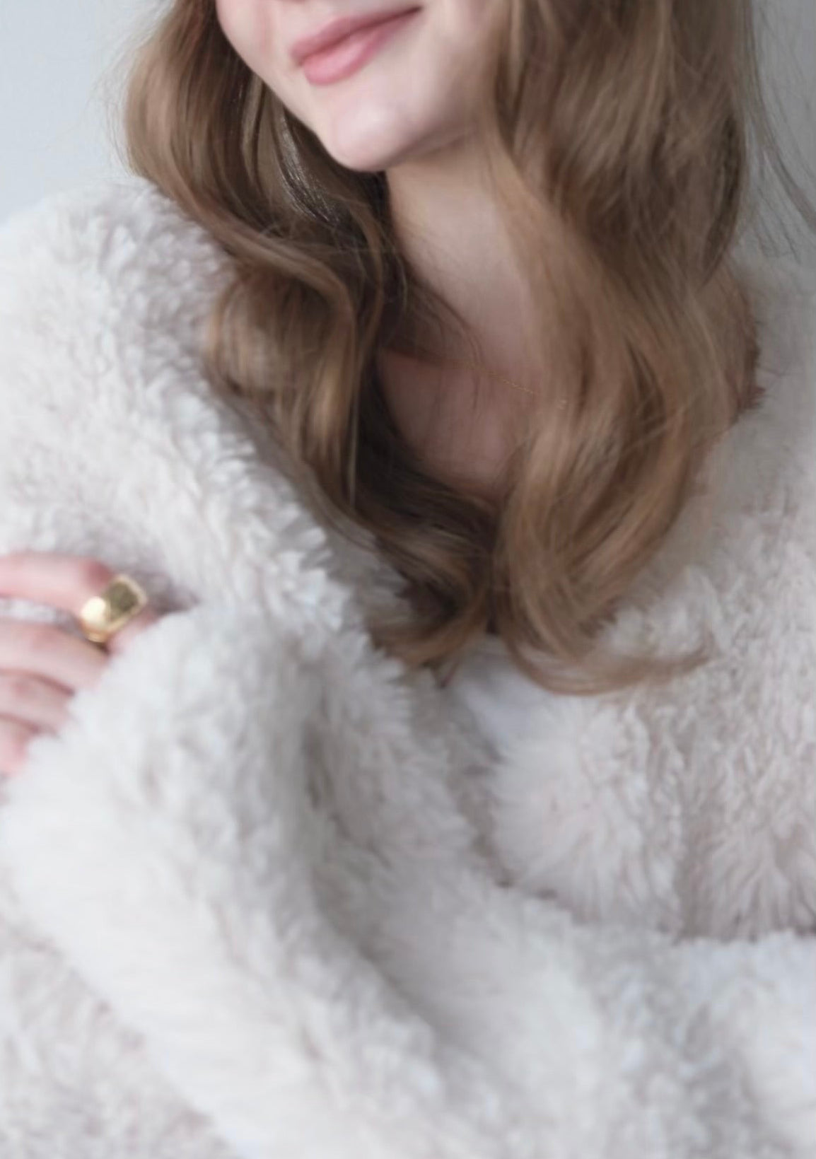 Eco fur knit cardigan
