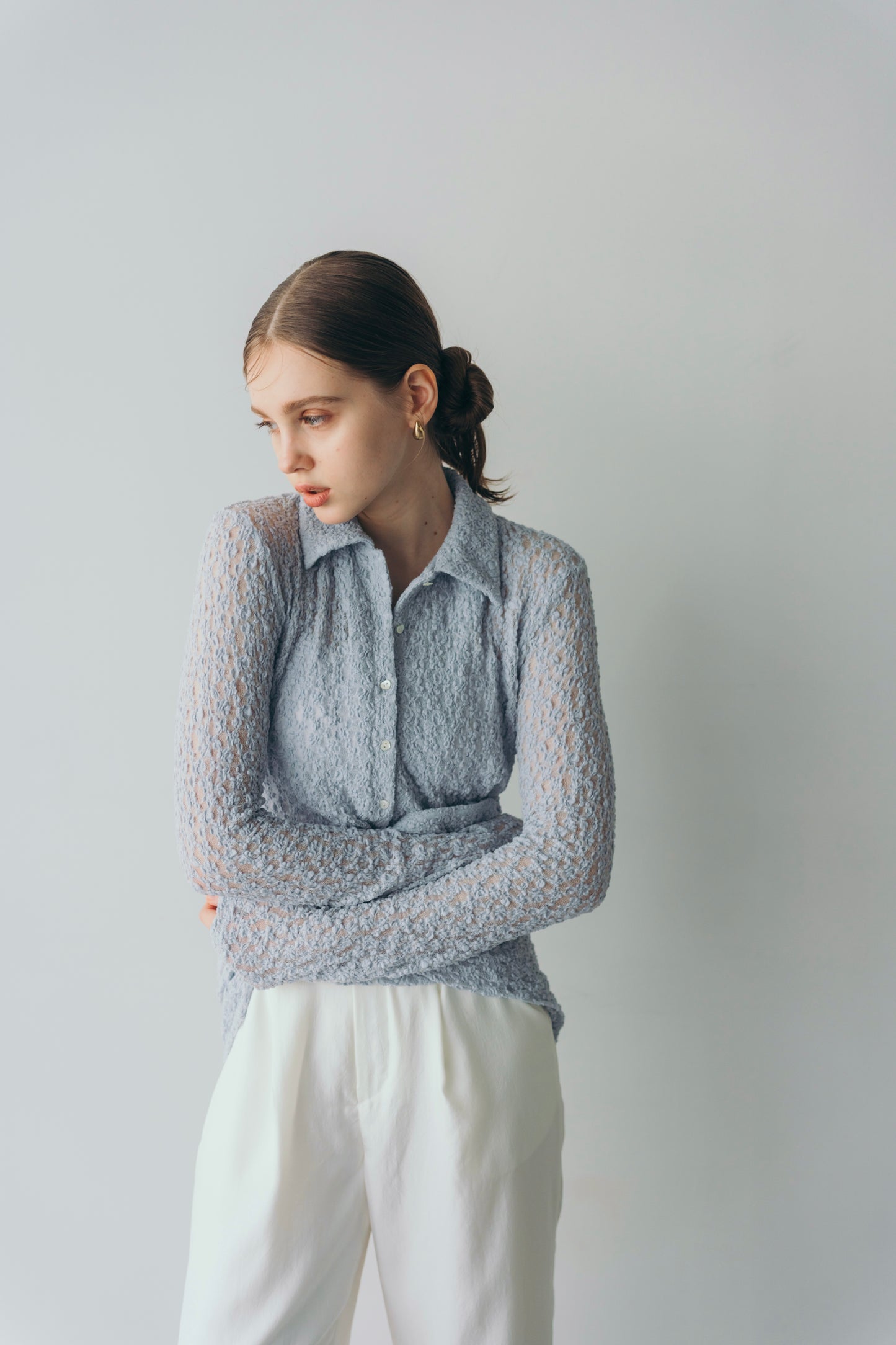 Lady lace shirt - Blue grey