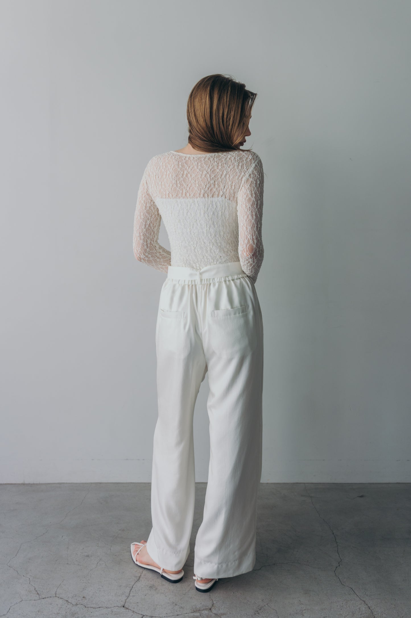 Satin wide pants - White