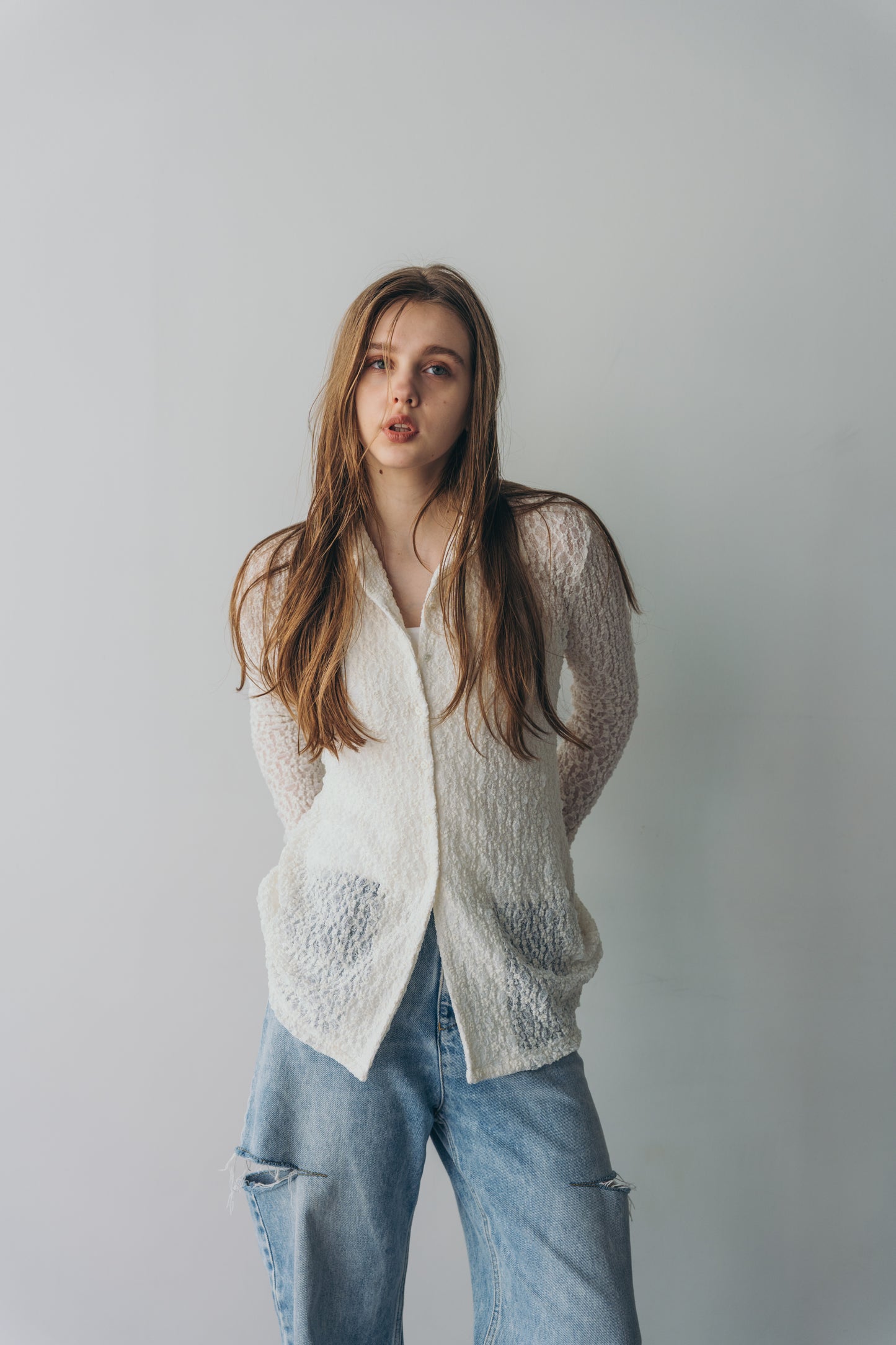 Lady lace shirt - white