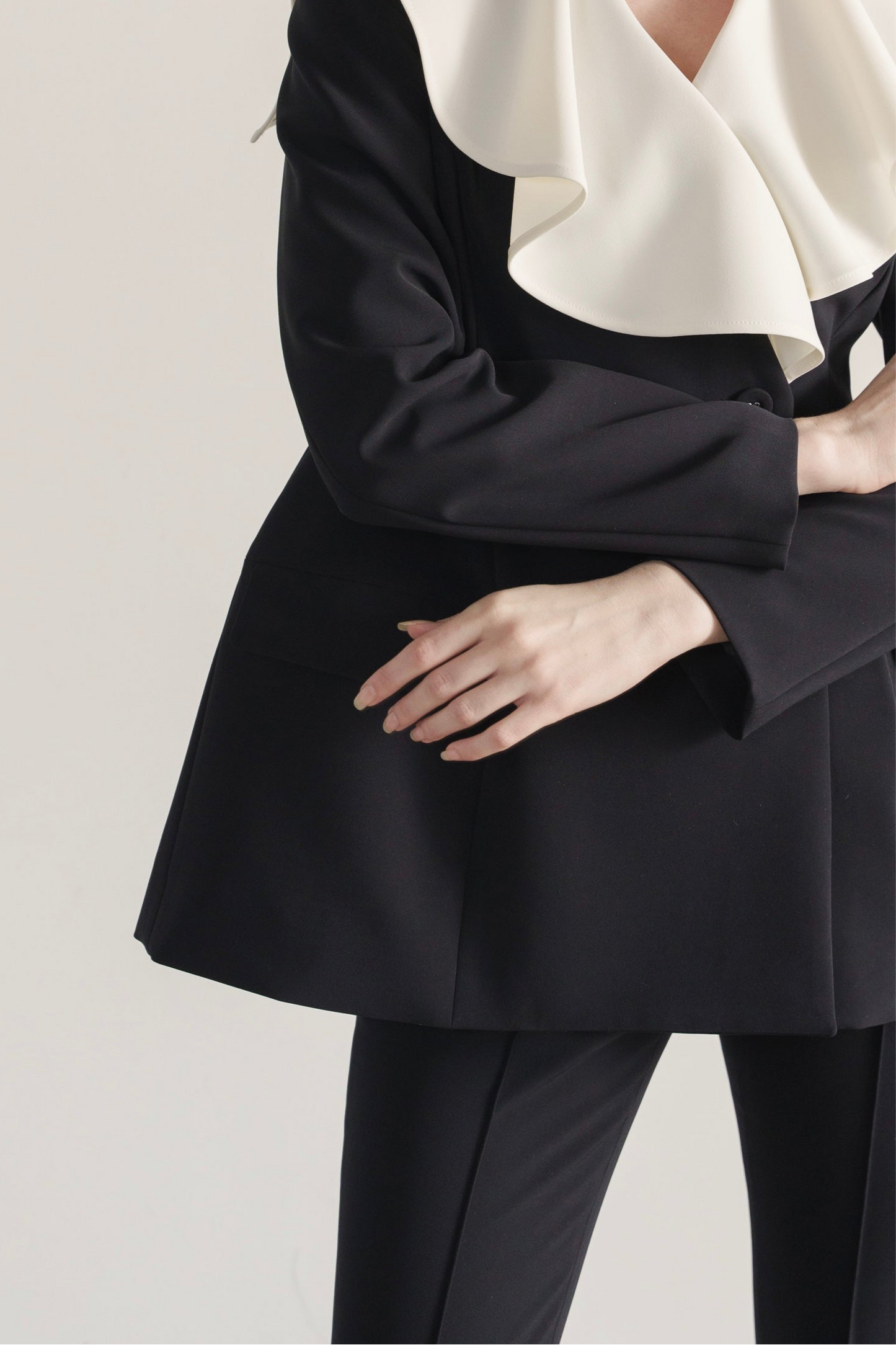 Ruffle 2way Peplum Jacket -Navy