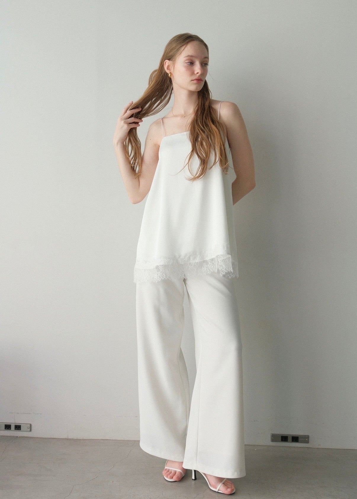 【2nd pre order】Satin lace camisole /white