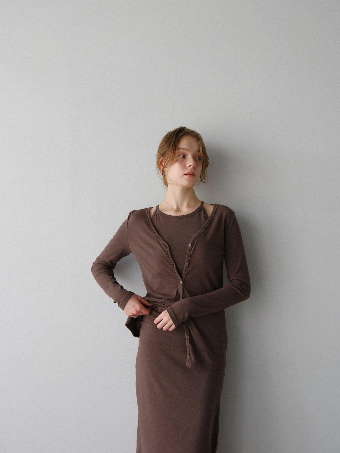【coming soon】Lady cutsew 3piece -Brown
