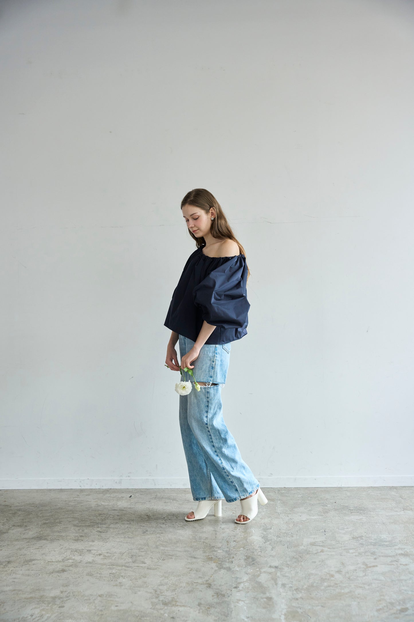 【予約】Otona whip off shoulder(Navy)