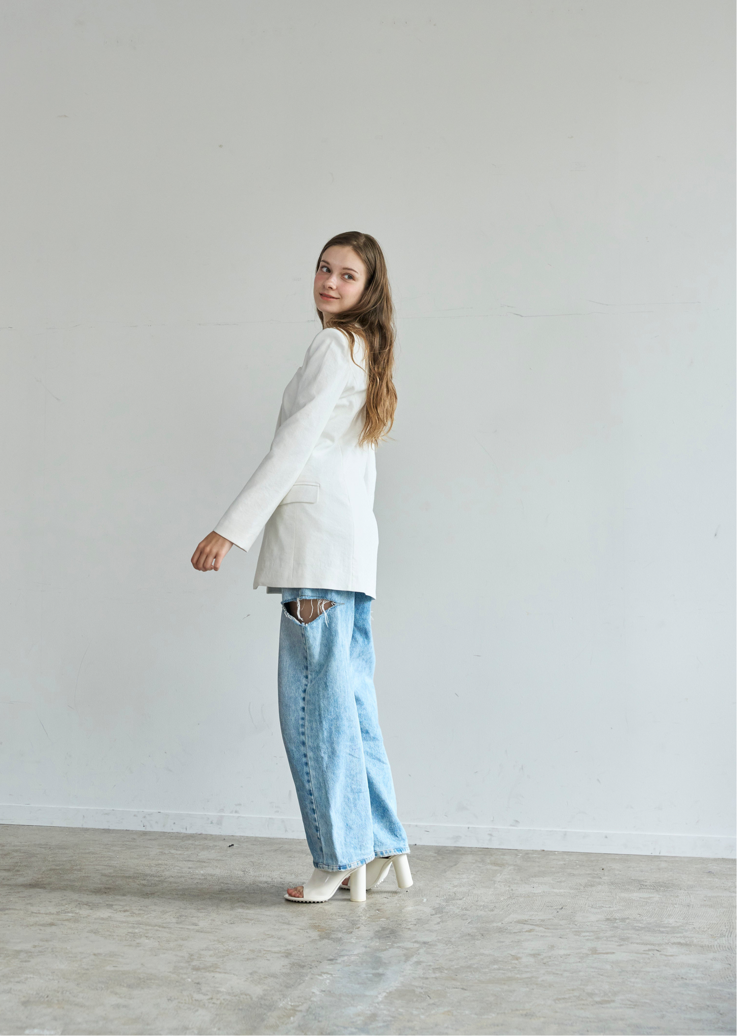 【即納】Lady handsome jacket（White）