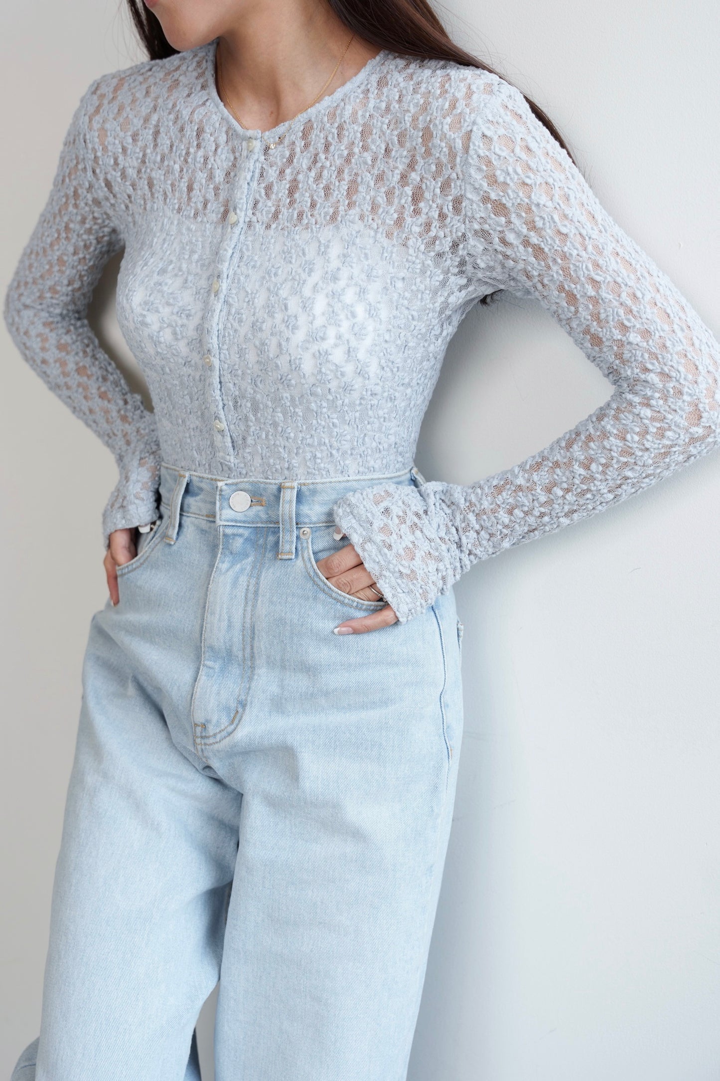 Lace body suit - Blue gray