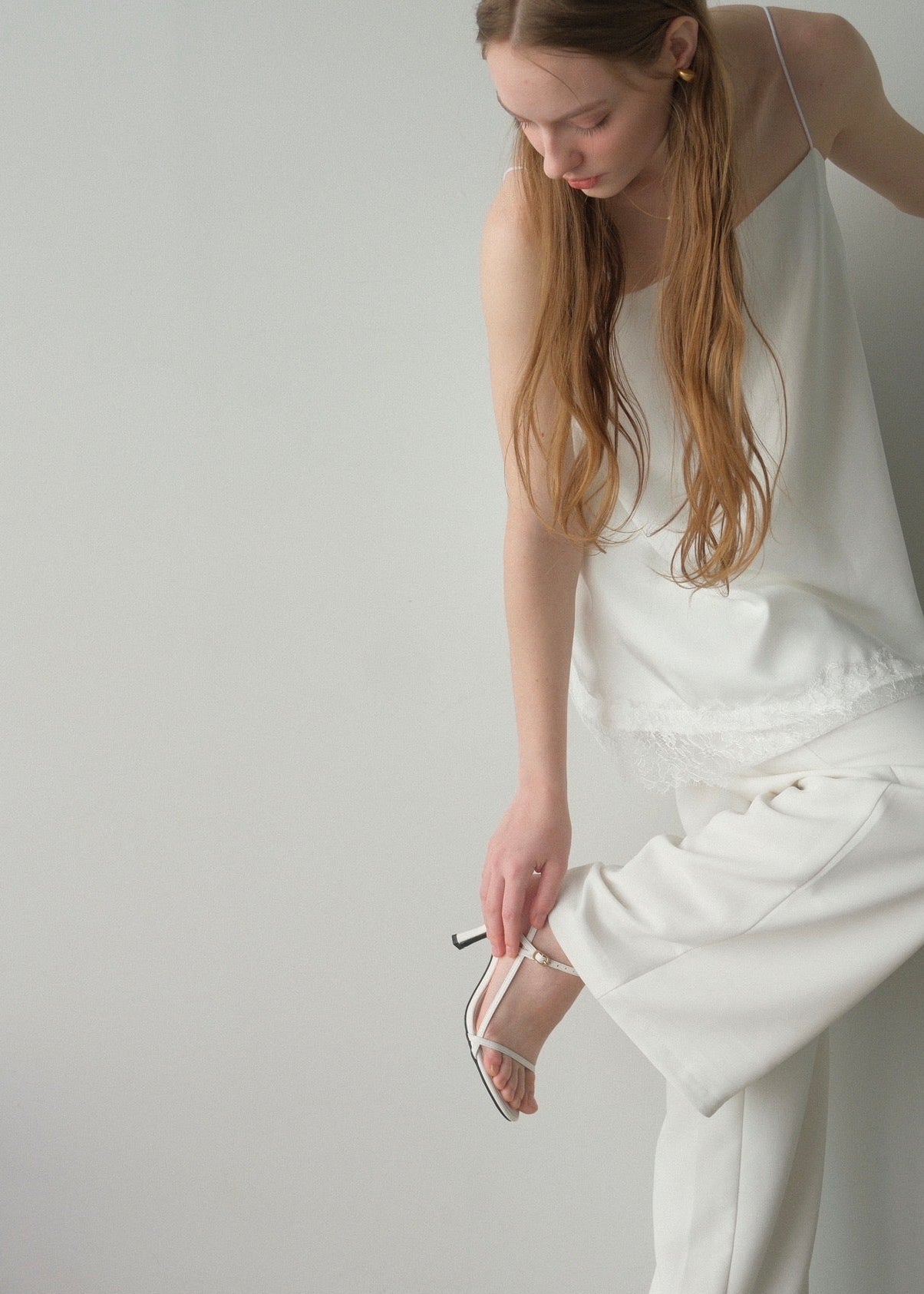 【2nd pre order】Satin lace camisole /white