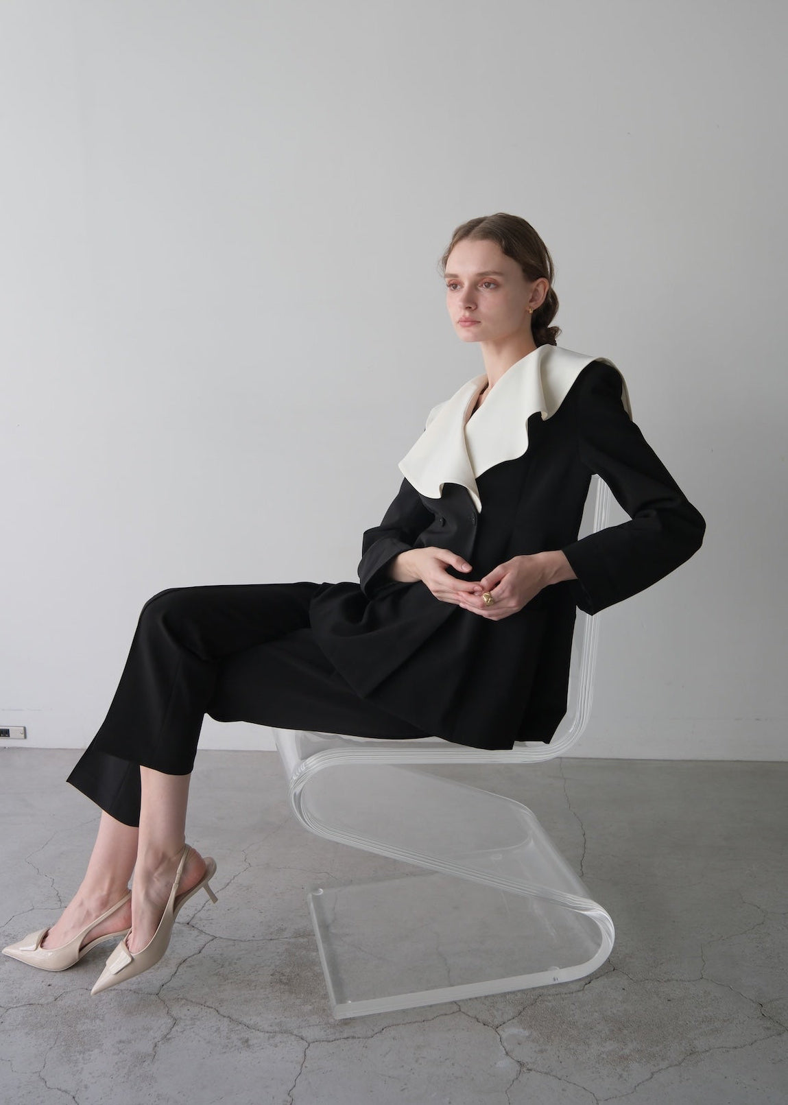 【Pre order】 Ruffle 2way Peplum Jacket -Black
