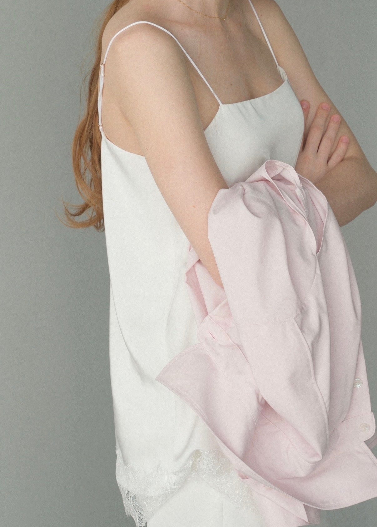 【2nd Pre order】撥水 2way silky over shirt / baby pink