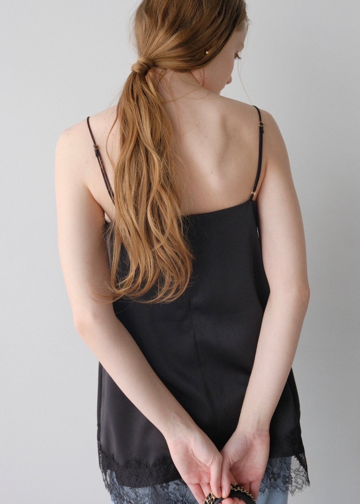 Satin lace camisole /Black