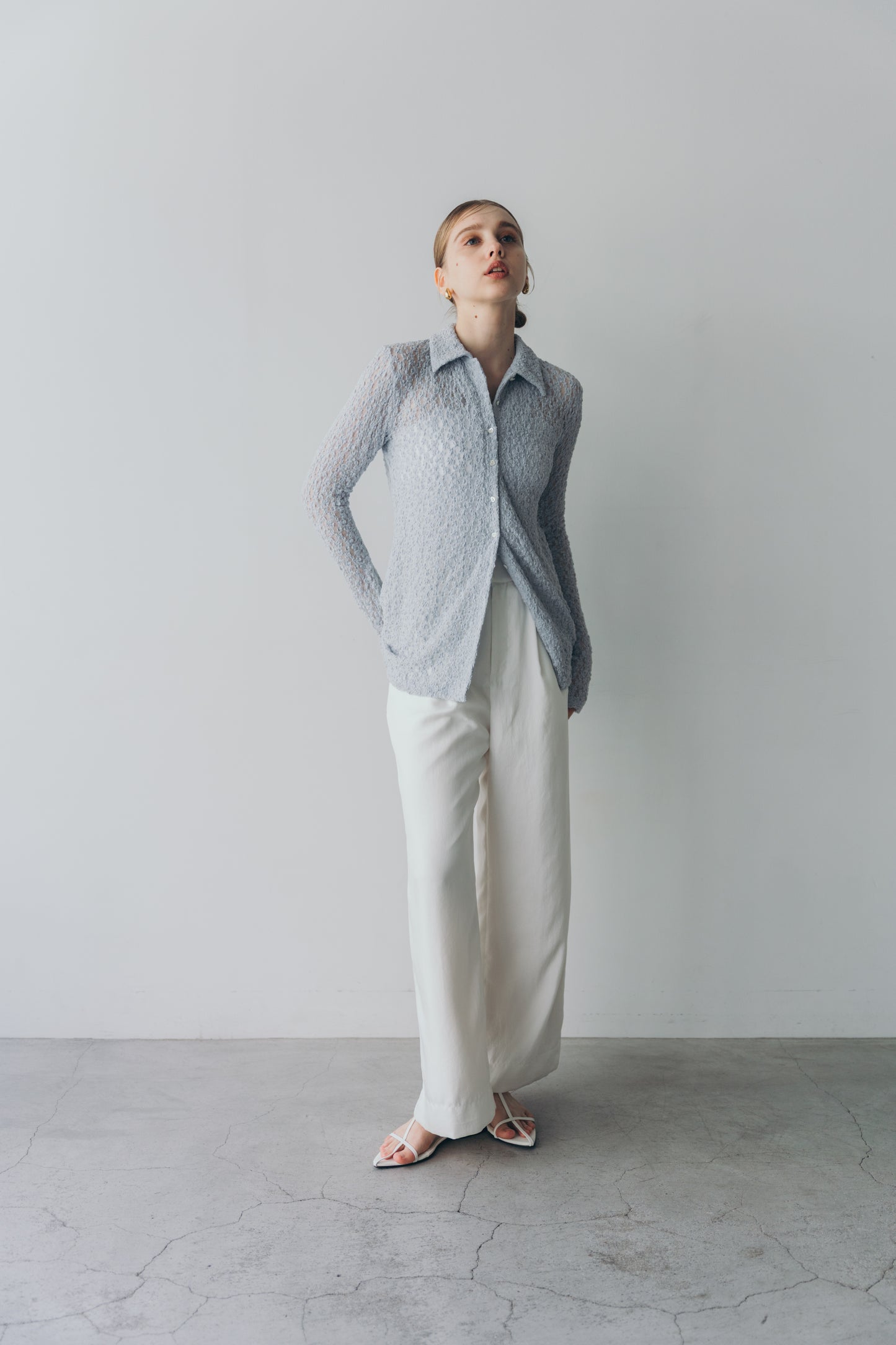 Lady lace shirt - Blue grey