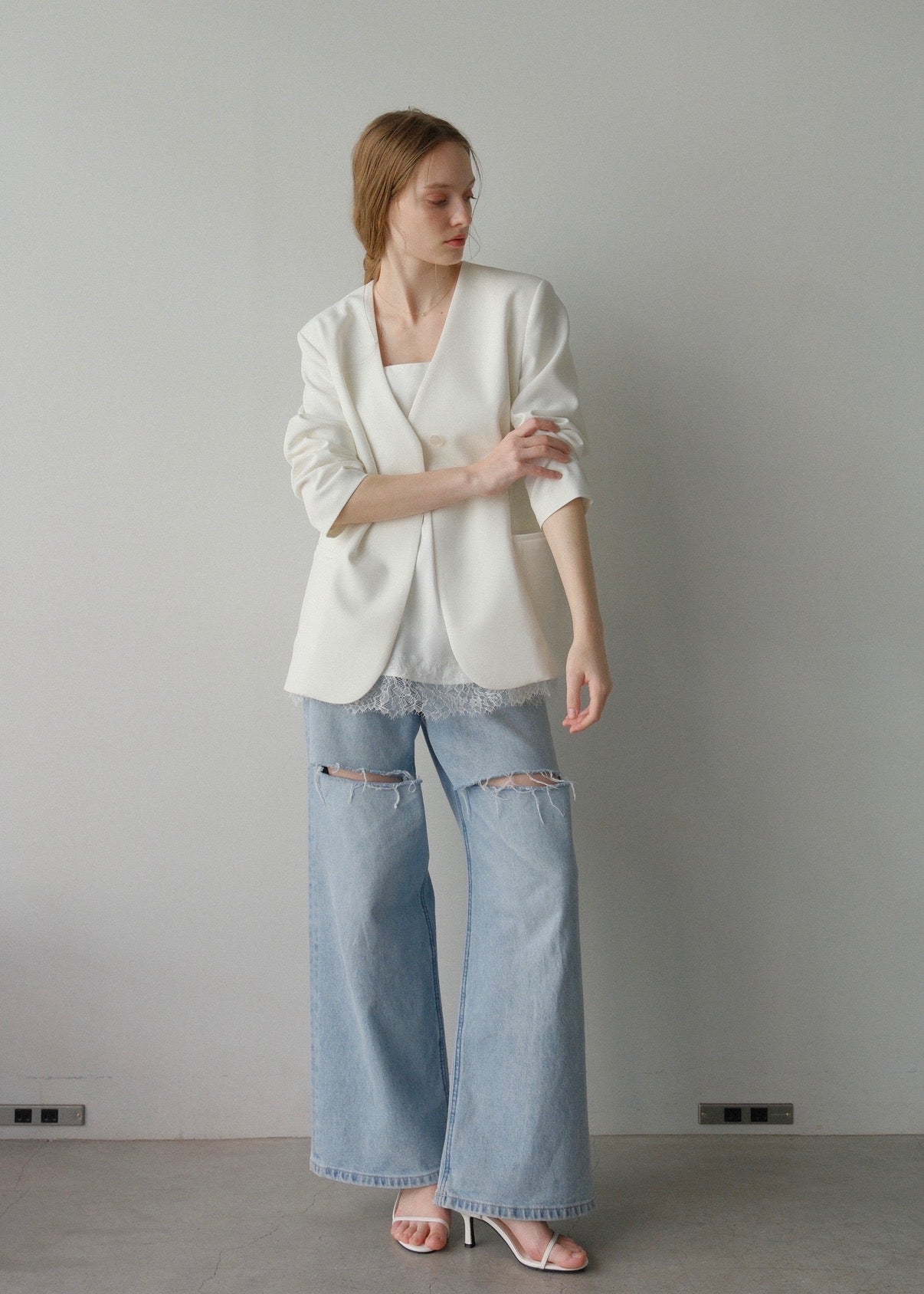 Lady organdy layered jacket / white