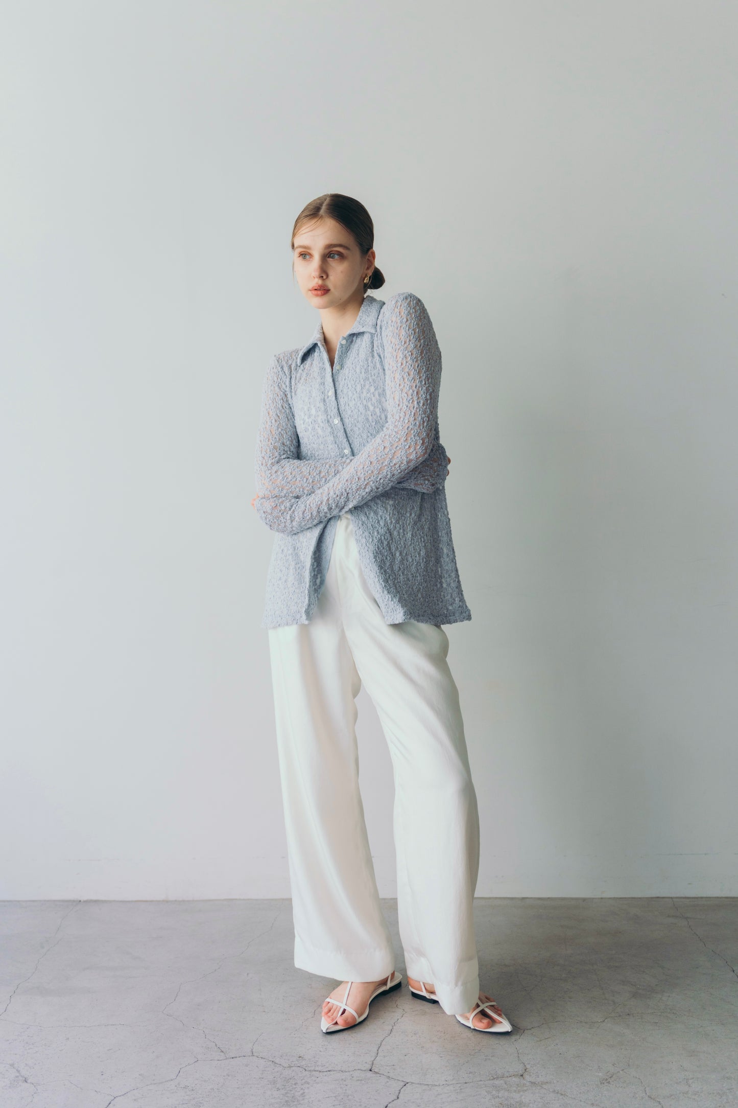Lady lace shirt - Blue grey