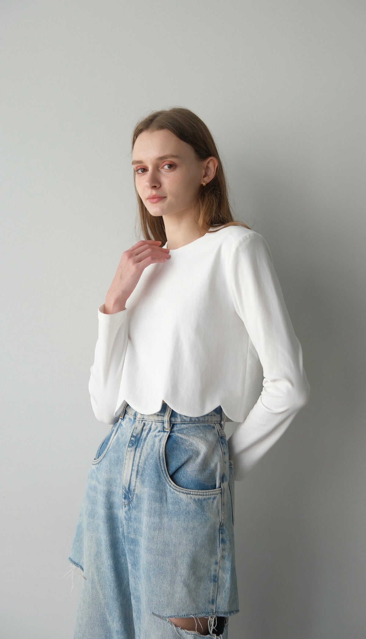 (即納) Otona scallop tops