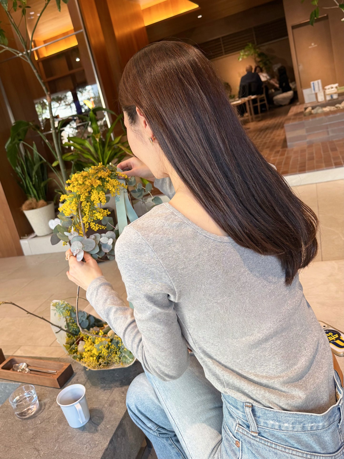 Back open body suit / Gray