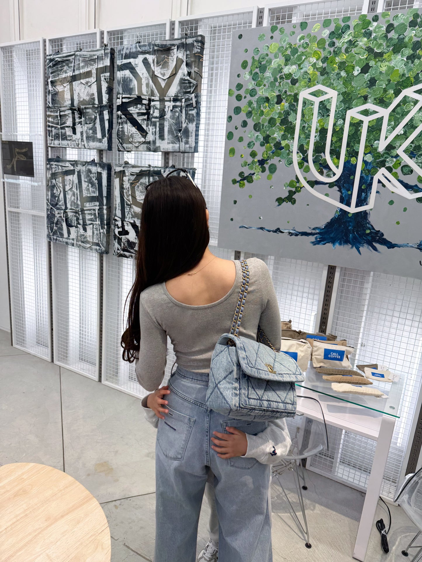 Back open body suit / Gray