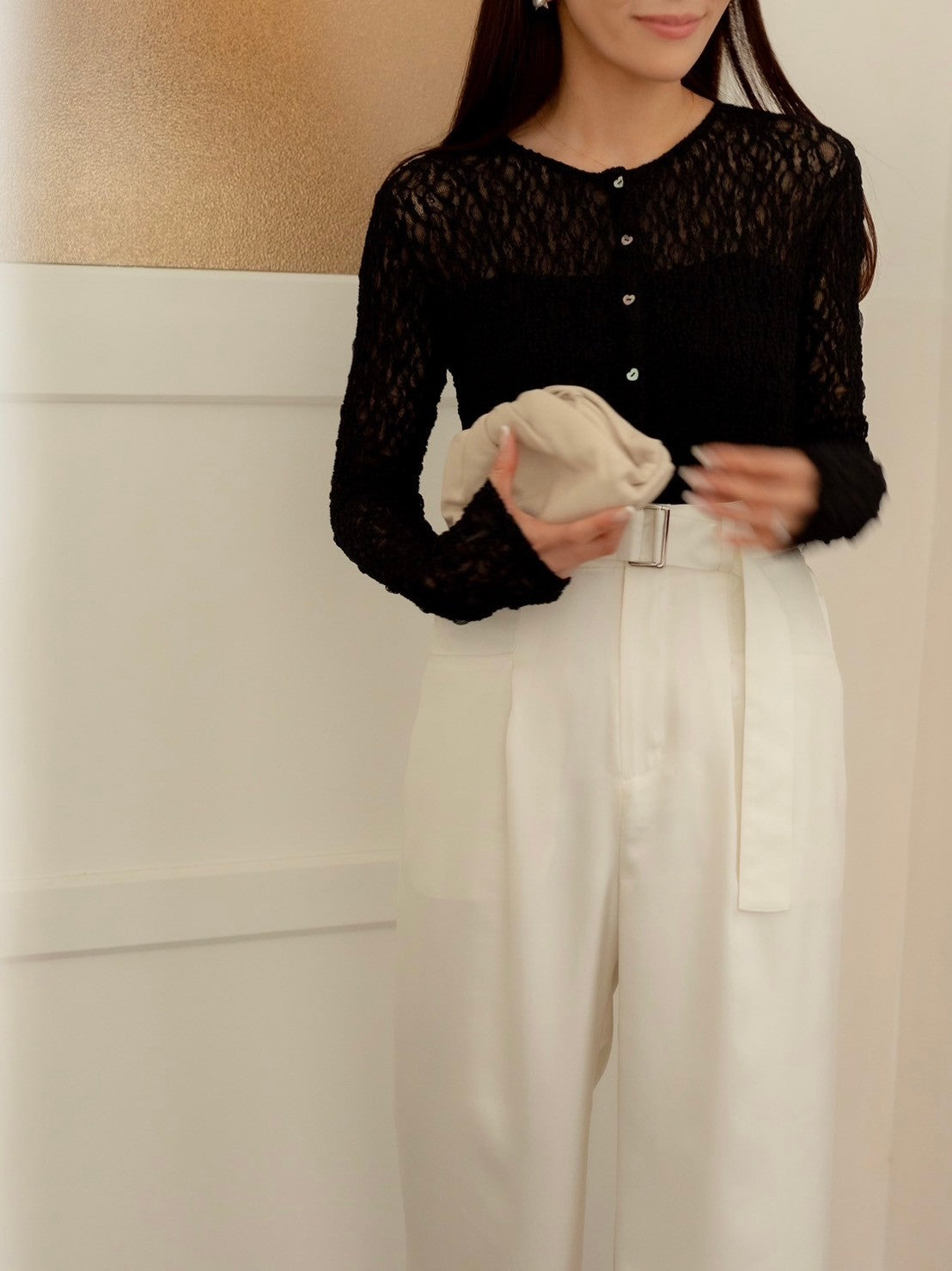 Satin wide pants - White