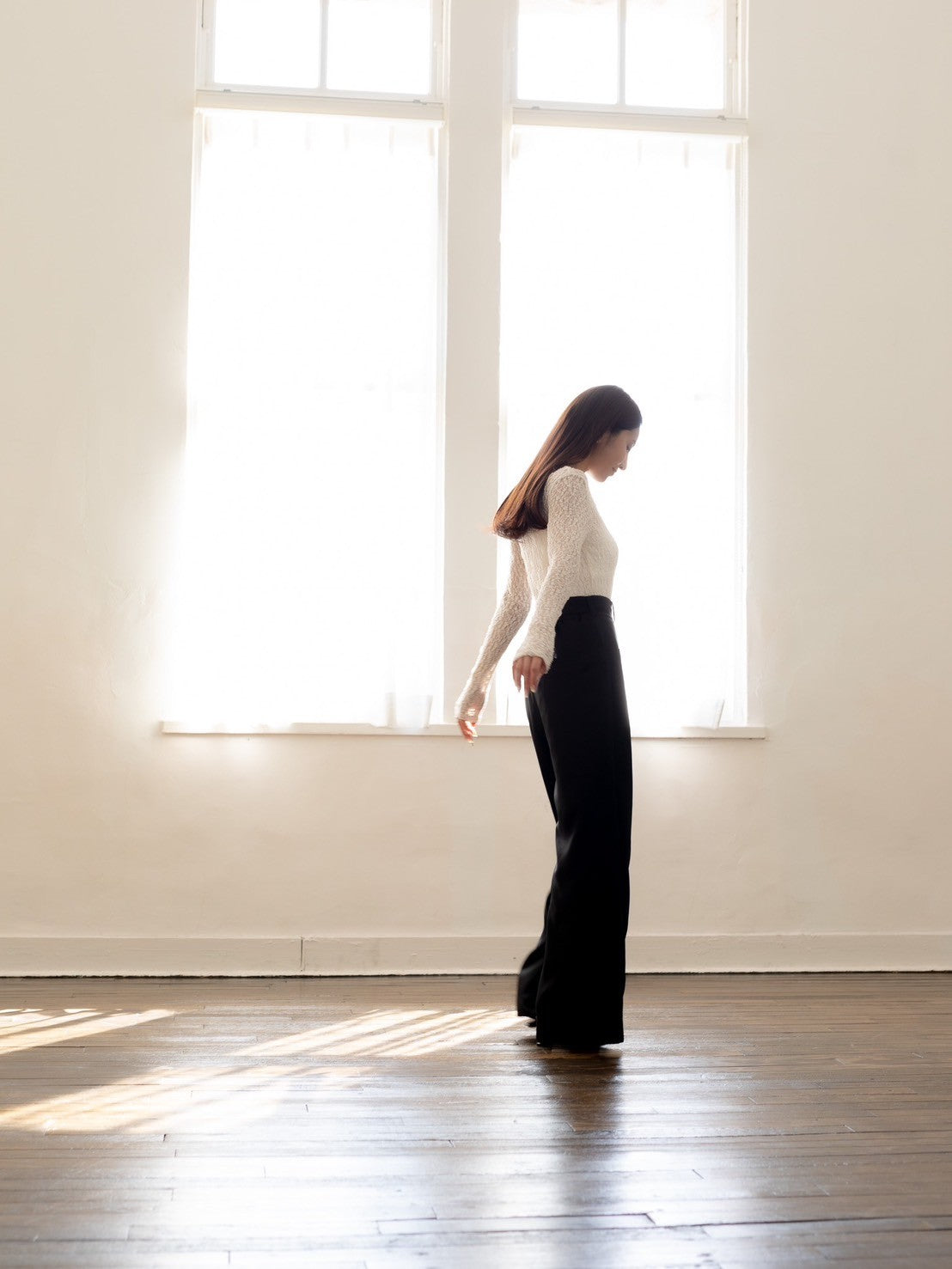 Satin wide pants - Black