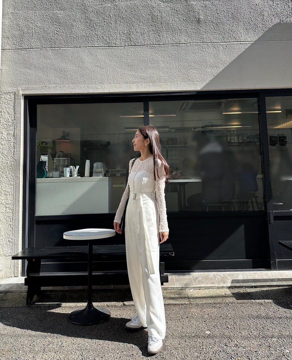 Satin wide pants - White