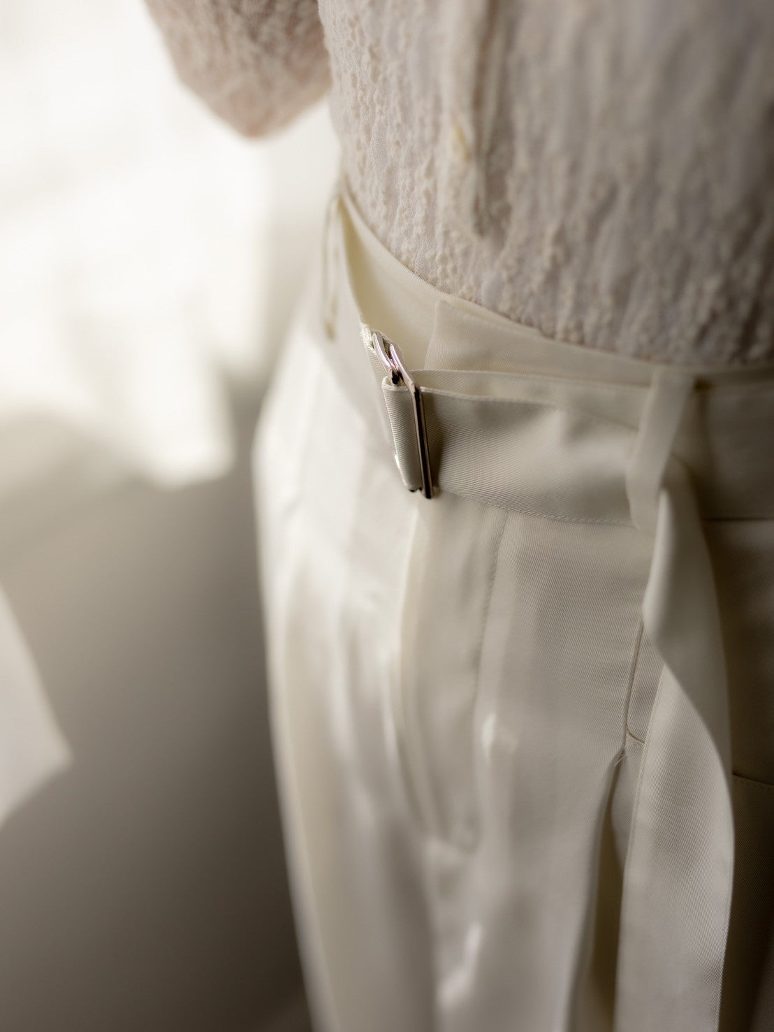 Satin wide pants - White